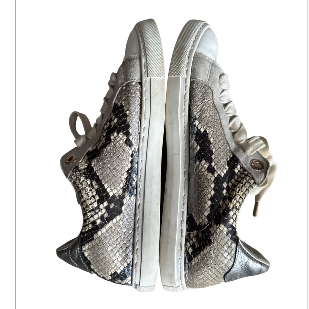 Zadig and Voltaire Vigna Leather Snakeskin Print Metallic Low Top Women Size 6 - Picture 6 of 16